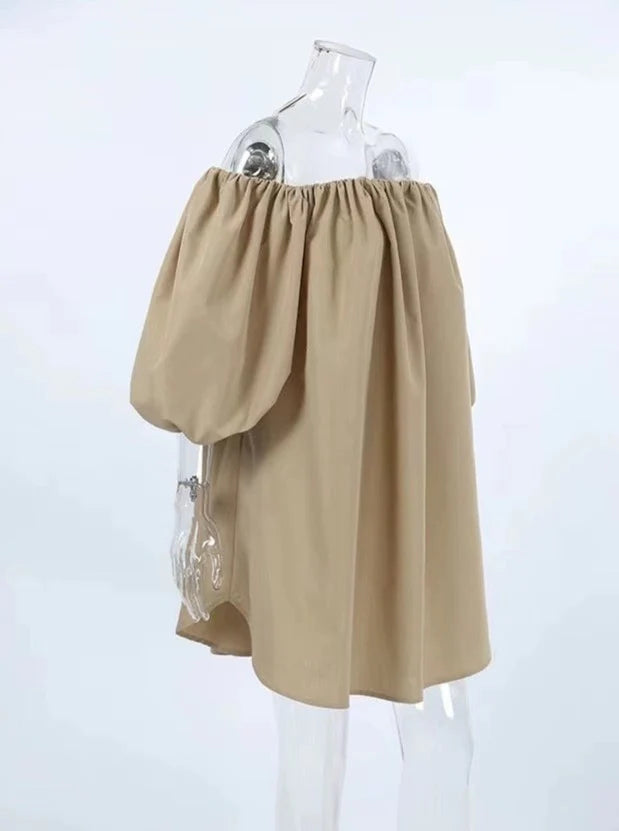 【アウトレット】(即納) 2wayオフショルバルーンスリーブワンピース