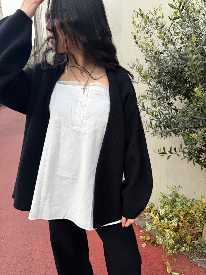 シアートリムコットンロングキャミソール