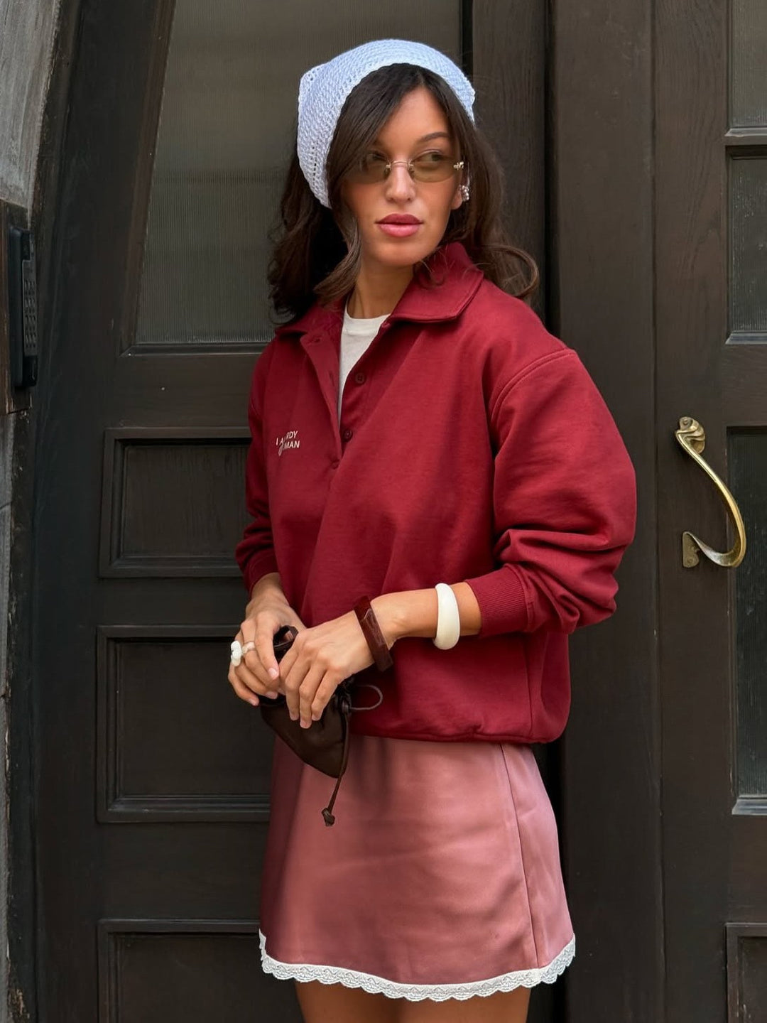 サテンレースミニスカート