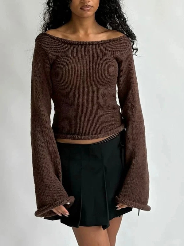 ベルスリーブオフショルニット