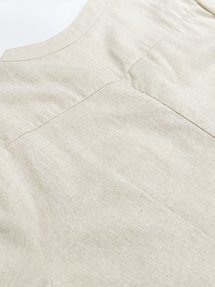 リネンブレンドキーネックチュニックワンピース