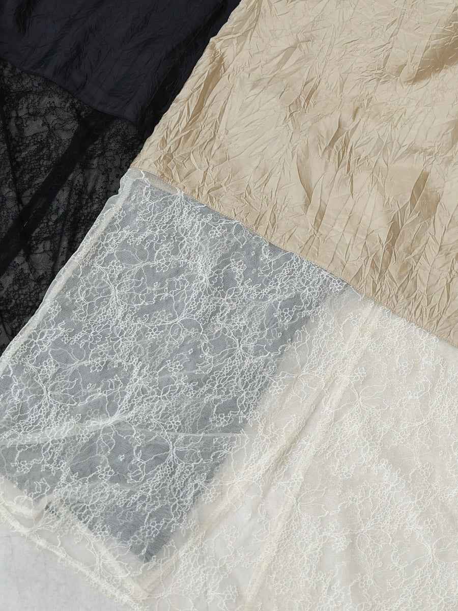 【 Select 】シワ加工サテンチュールレース切替キャミワンピース