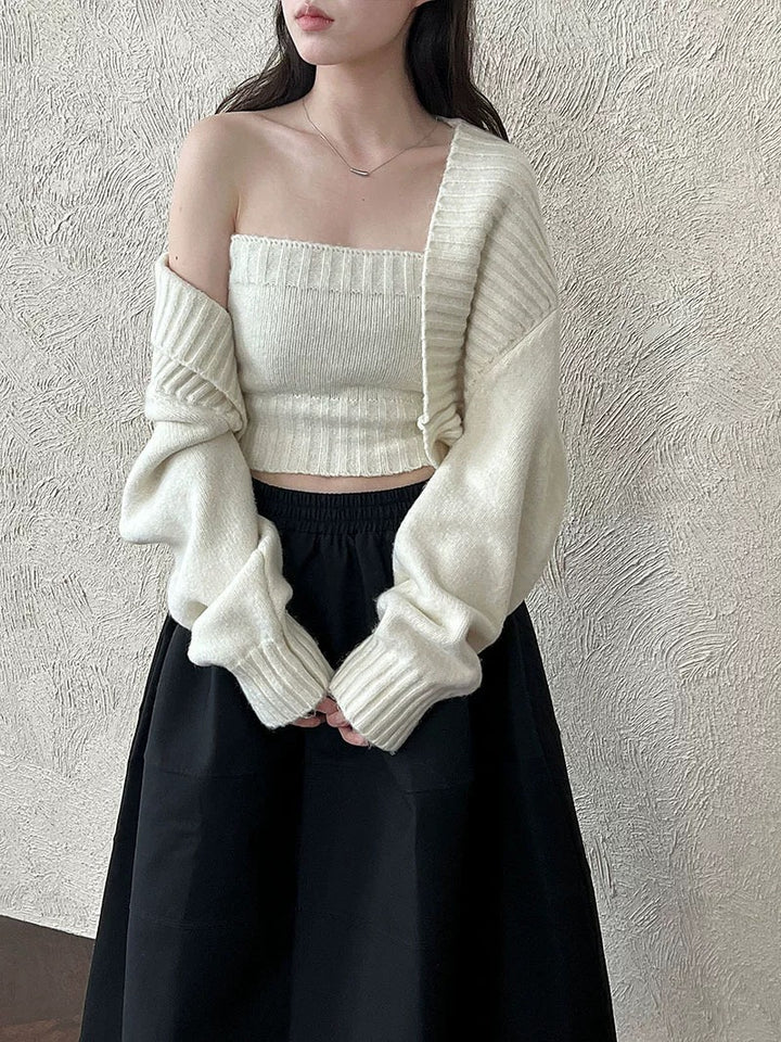 ウール混ニットボレロアンサンブル