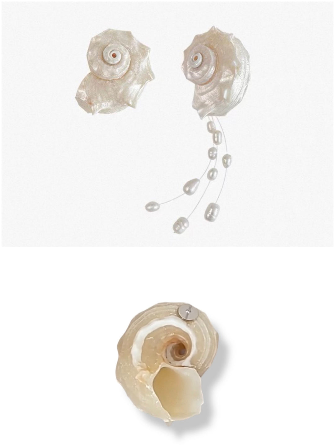 リアルシーシェルドロップロングピアス