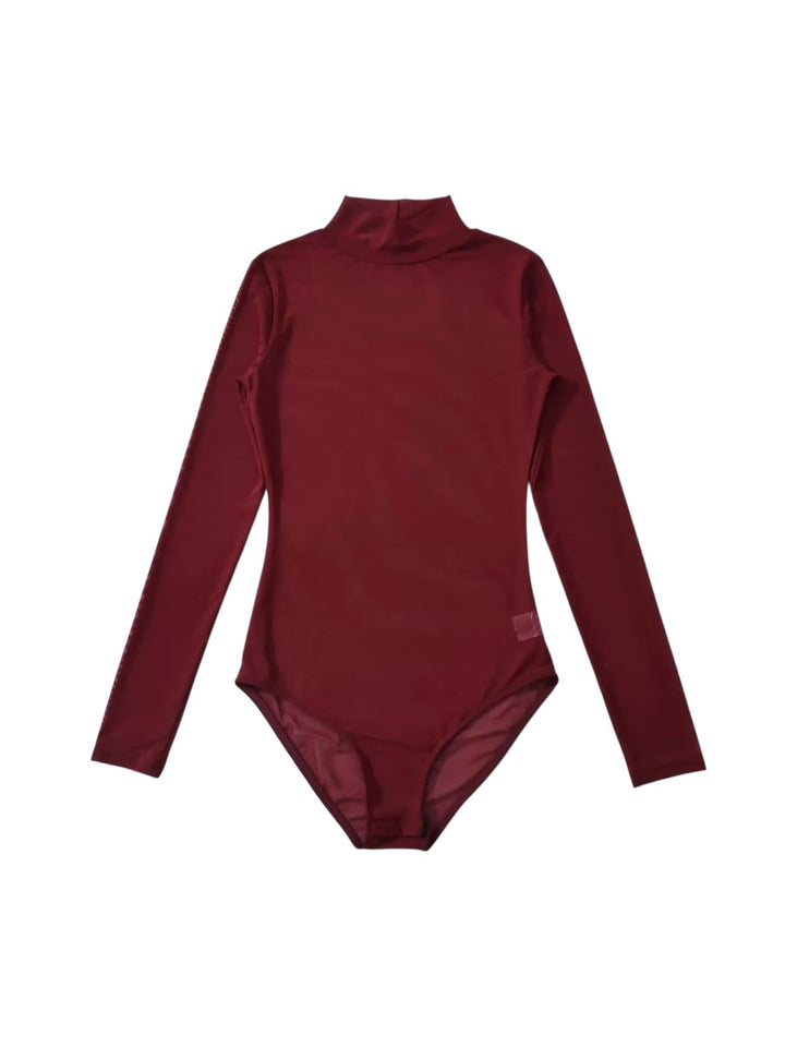 シアーモックネックボディースーツ