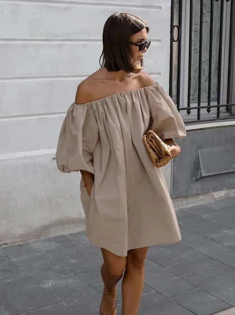 【アウトレット】(即納) 2wayオフショルバルーンスリーブワンピース