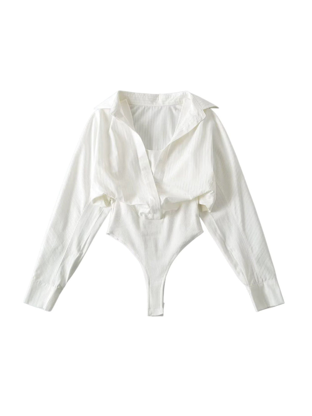 レイヤー風シャツボディースーツ