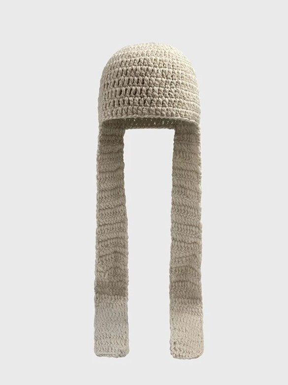 ロングイヤーフラップニットハット