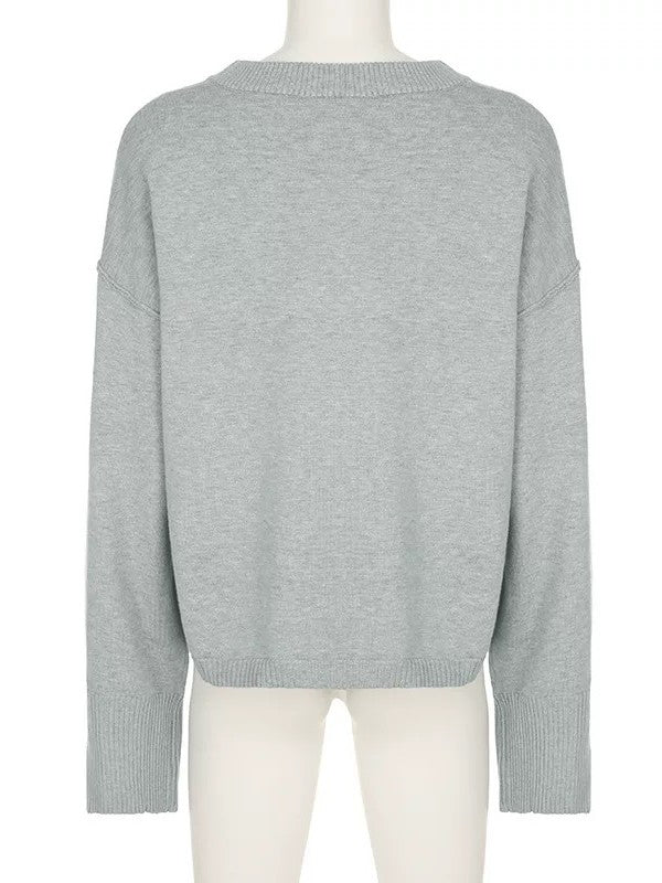 グレーニットフォールドウエストパンツセット