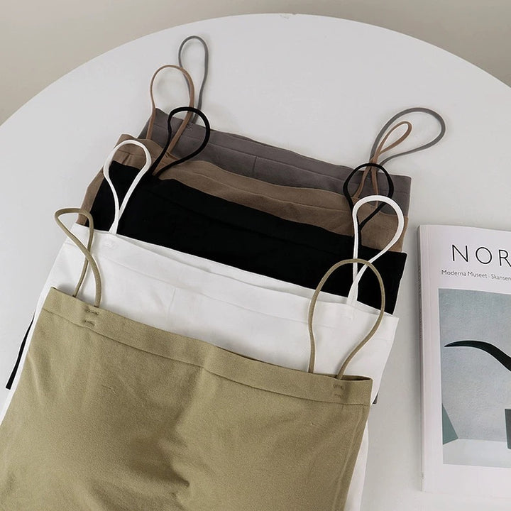 カップ付きアースカラークロップドキャミソール