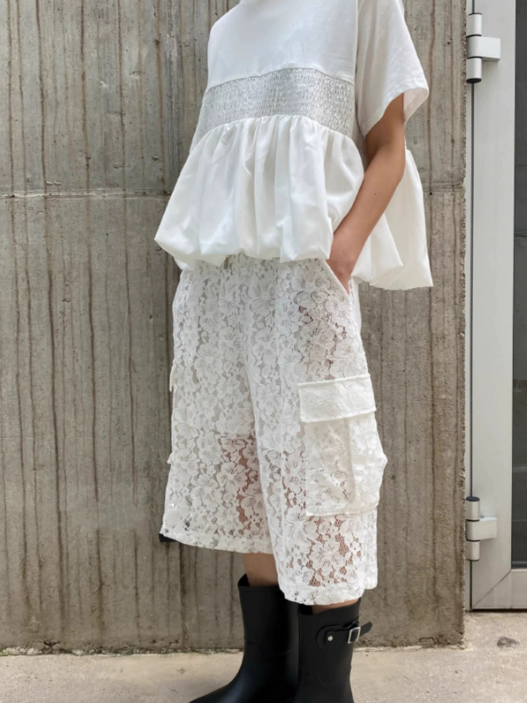 シアーレースカーゴバミューダパンツ