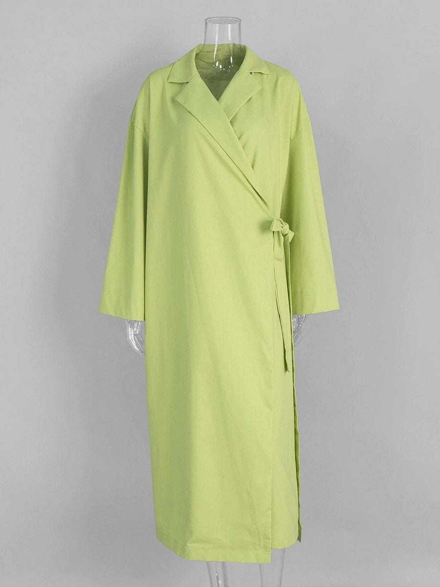 オープンカラーラップロングジャケット