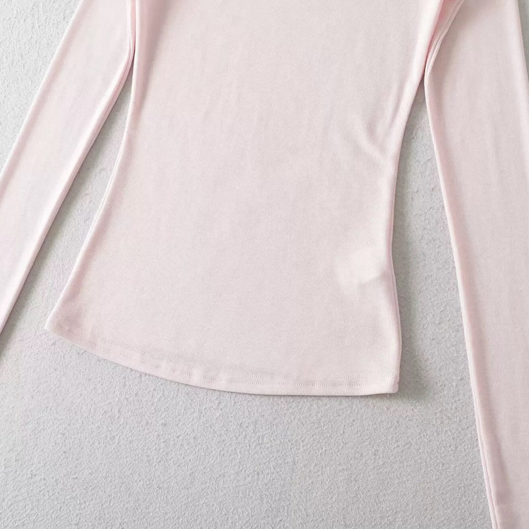 ベーシックソリッドカラータートルネックトップス