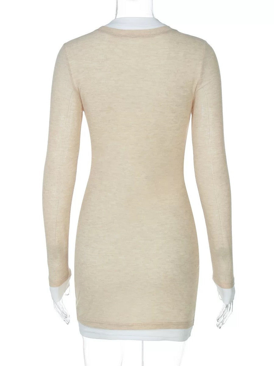 レイヤードタイトミニワンピース