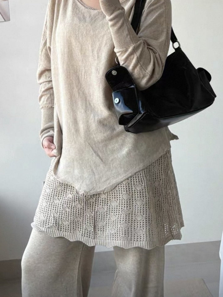 【アウトレット】(即納) レイヤードスカートドッキングニットパンツ