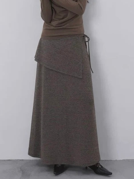 ラップスカーフ付きニットロングスカート