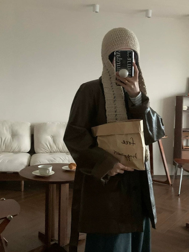 ロングイヤーフラップニットハット