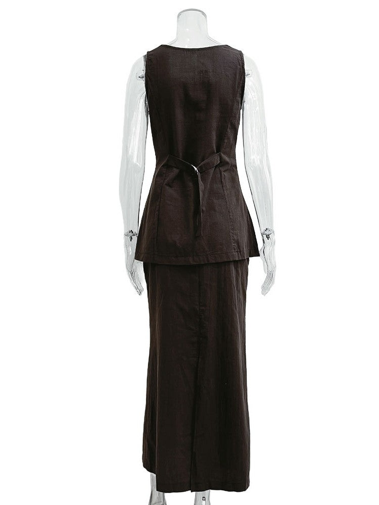 ロングシェイプベストスカートセット