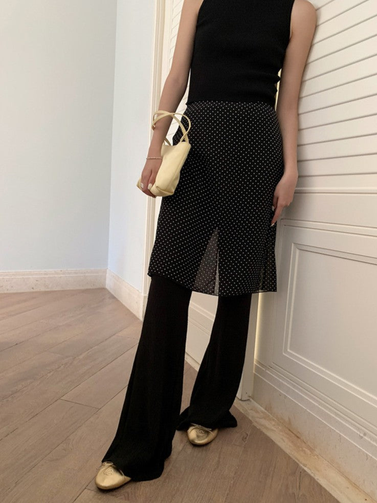 ドット柄シフォンレイヤースカート