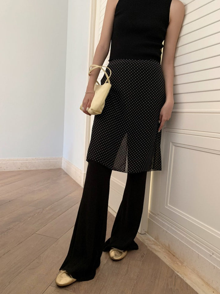 ドット柄シフォンレイヤースカート