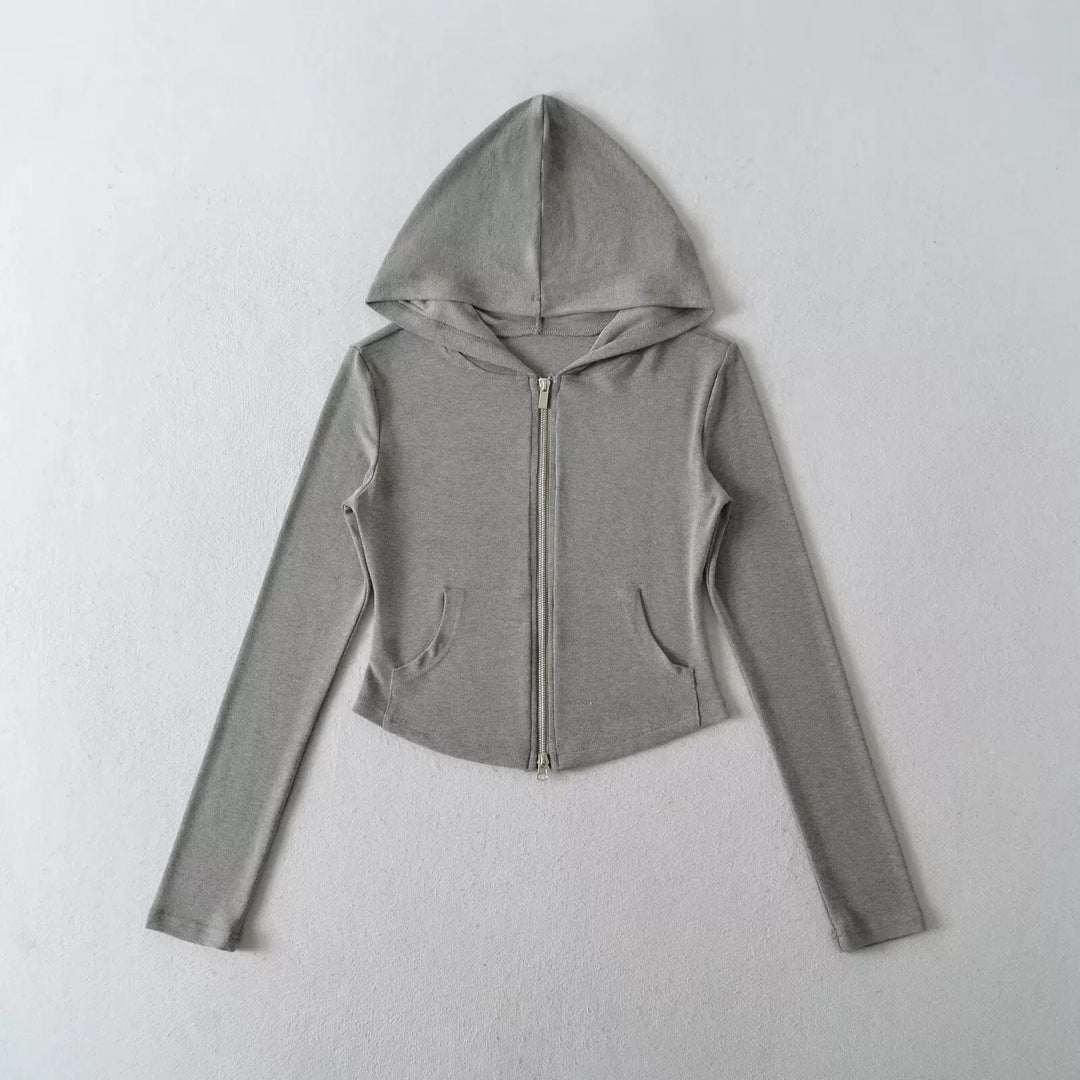 ベーシックソリッドカラージップアップパーカー