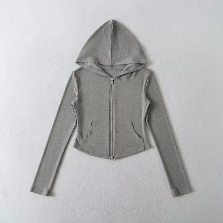 ベーシックソリッドカラージップアップパーカー