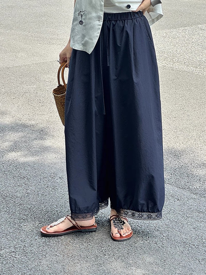 裾レースバギーリラックスパンツ