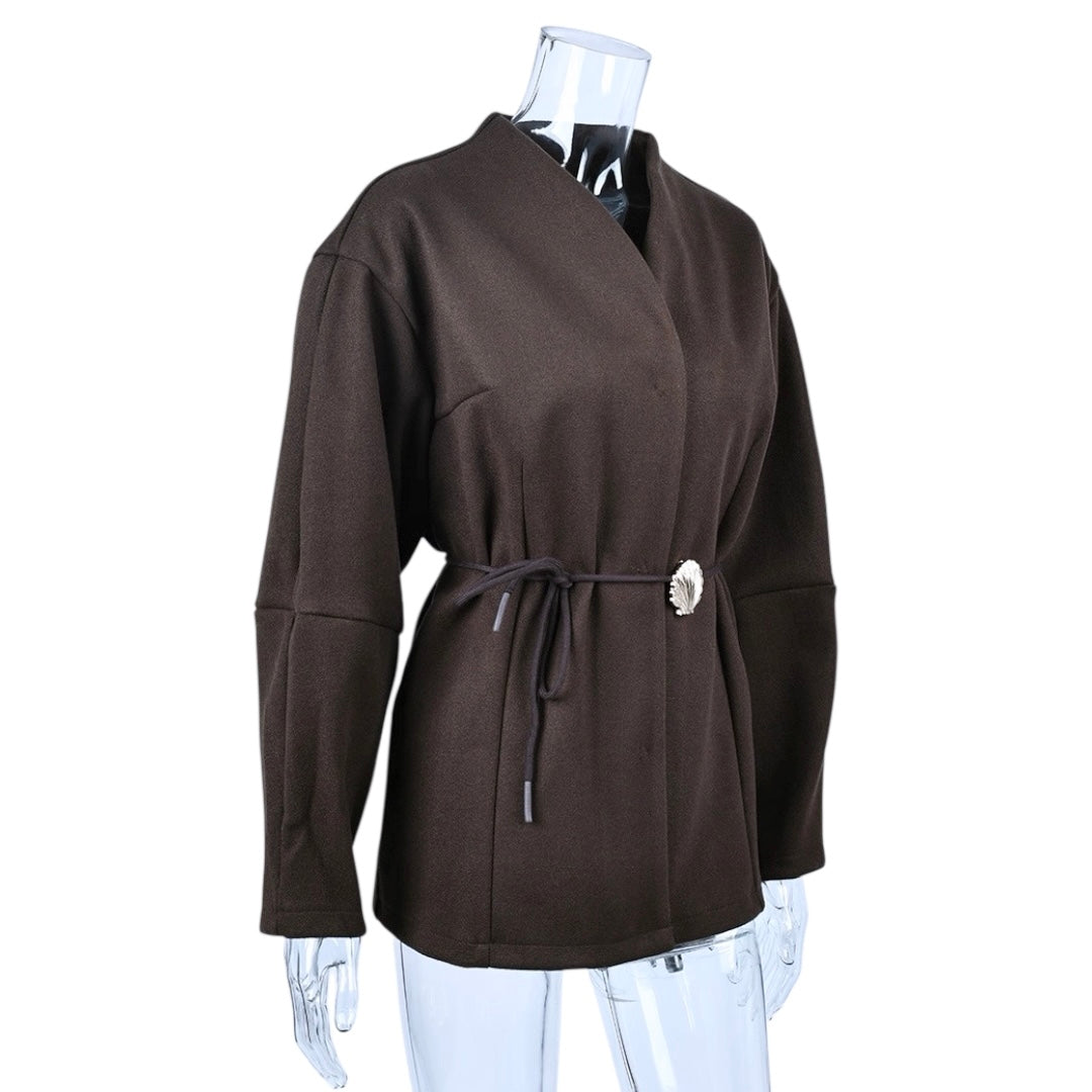 シェルベルト付きノーカラージャケット