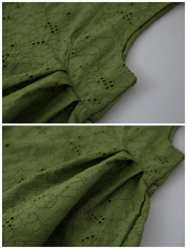 刺繍スカラップノースリーブトップス