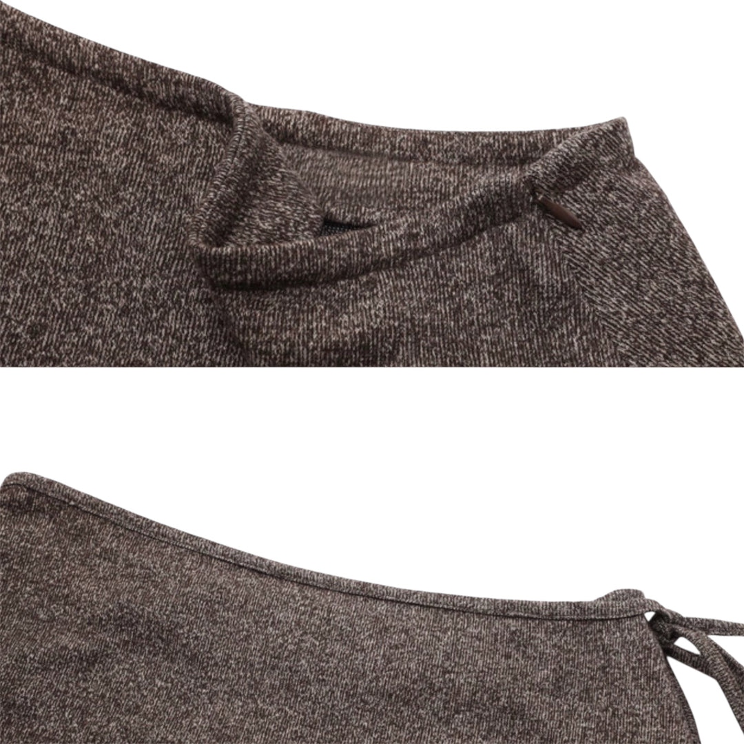 ラップスカーフ付きニットロングスカート