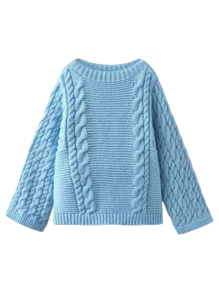 ワイドスリーブケーブルニットセーター