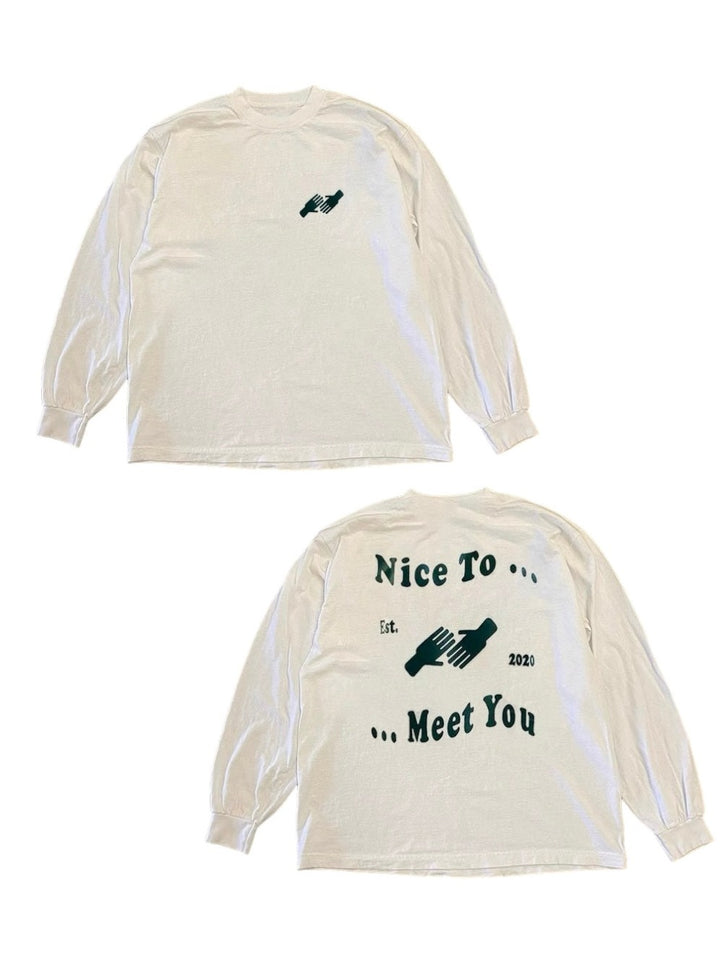 Nice To Meet YouプリントロングスリーブTシャツ