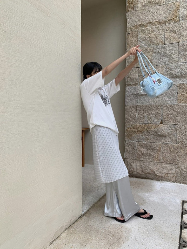 ドット柄シフォンレイヤースカート