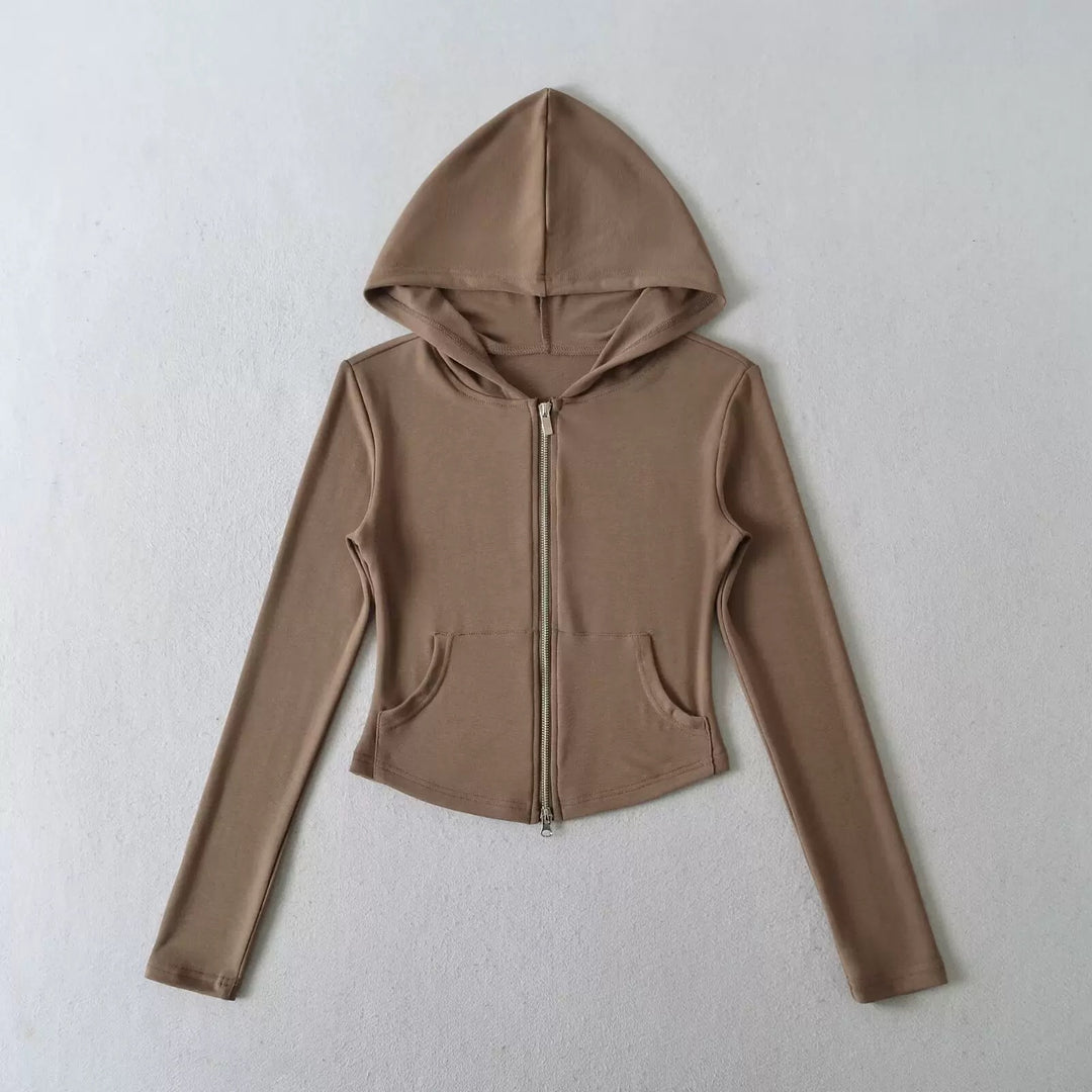 ベーシックソリッドカラージップアップパーカー