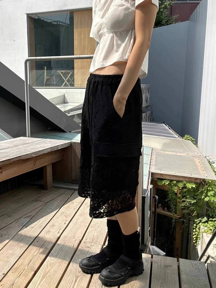 シアーレースカーゴバミューダパンツ