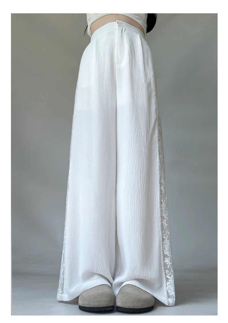 サイドフラワークロシェレースワイドパンツ