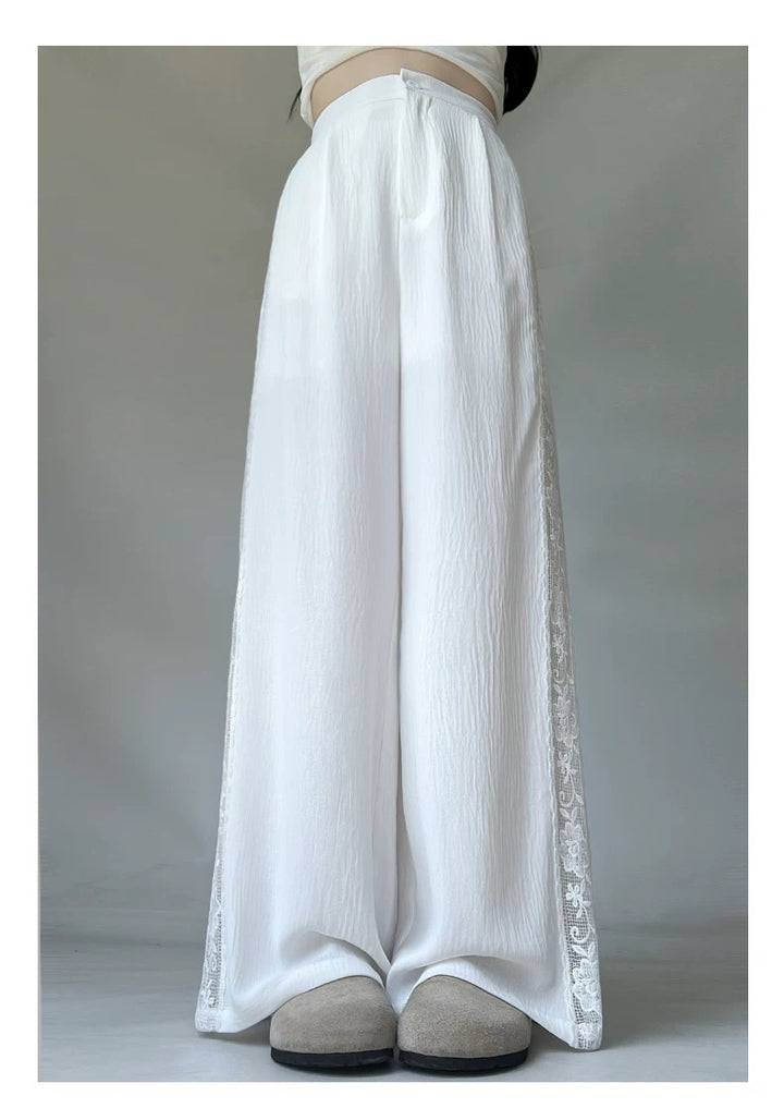 サイドフラワークロシェレースワイドパンツ