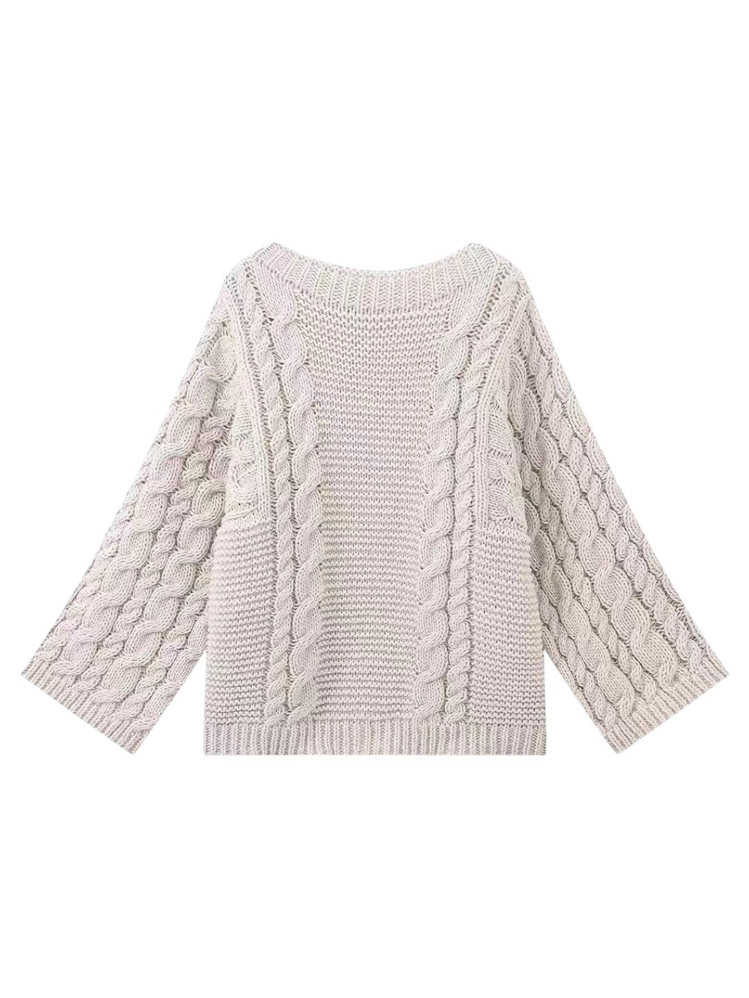 ワイドスリーブケーブルニットセーター