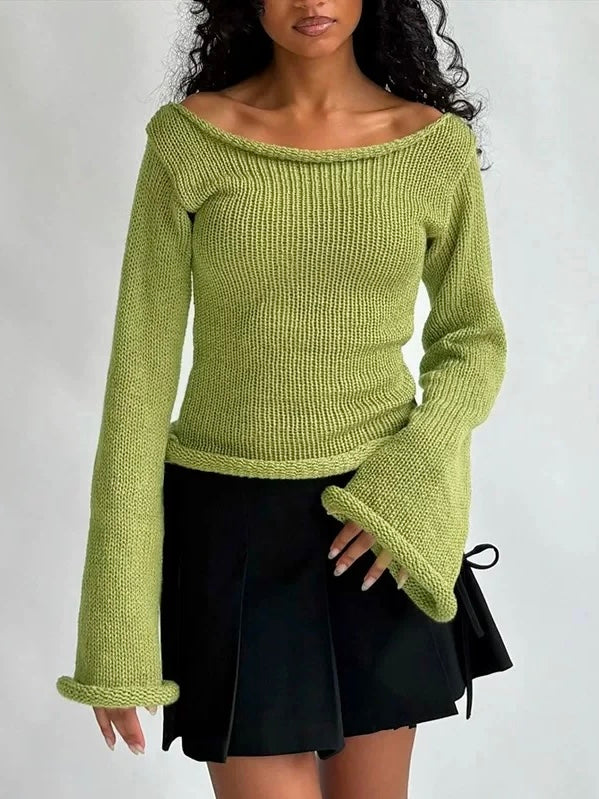 ベルスリーブオフショルニット