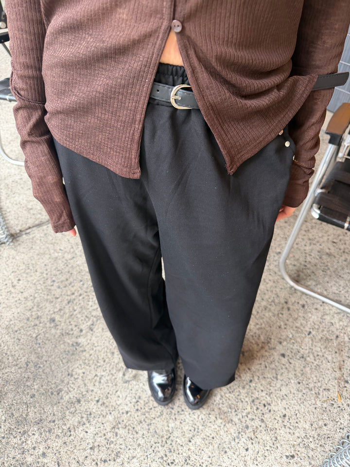 【 Select 】ベルト付きダブルループスタッズワイドパラシュートスウェットパンツ