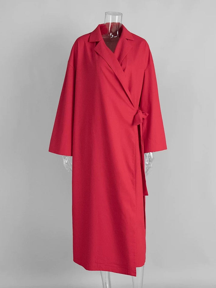 オープンカラーラップロングジャケット