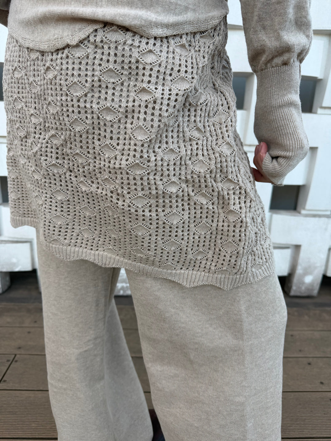 【アウトレット】(即納) レイヤードスカートドッキングニットパンツ