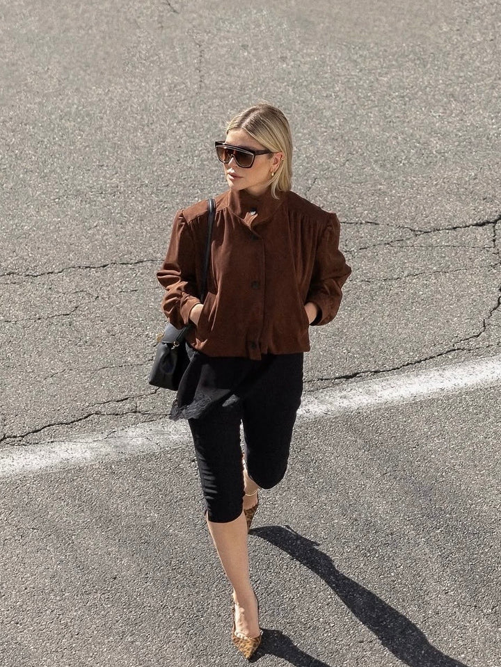 パフスリーブスウェードライクジャケット