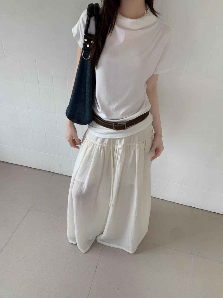 アシンメトリーネックサイドギャザーカットソー