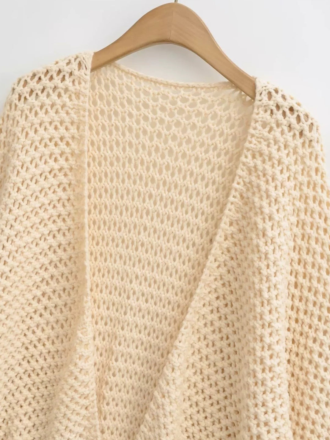 メッシュニットソリッドカラーラップカーディガン