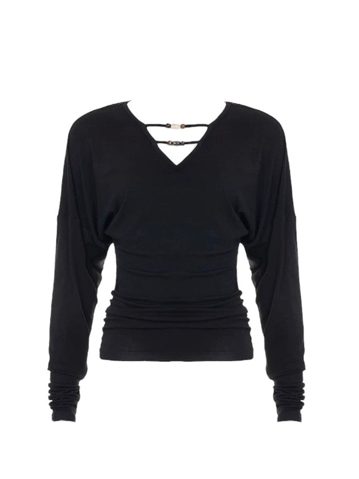 ビーズ付きVネックカットソー