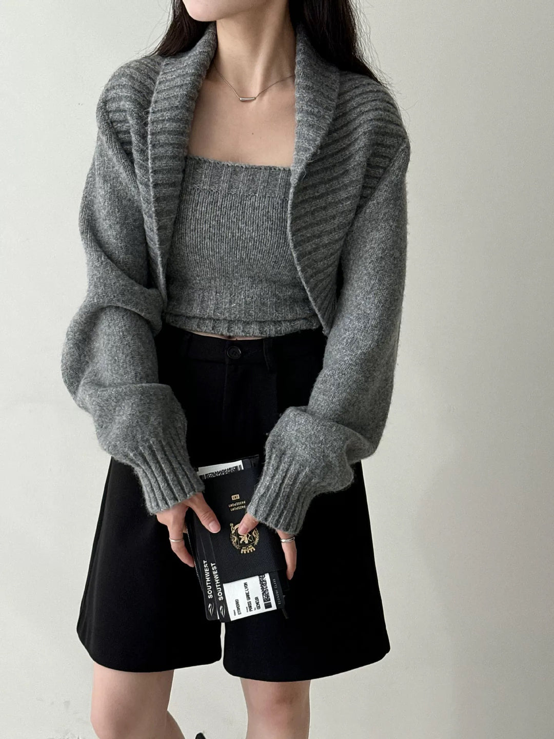 ウール混ニットボレロアンサンブル