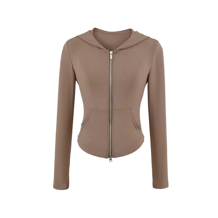 ベーシックソリッドカラージップアップパーカー