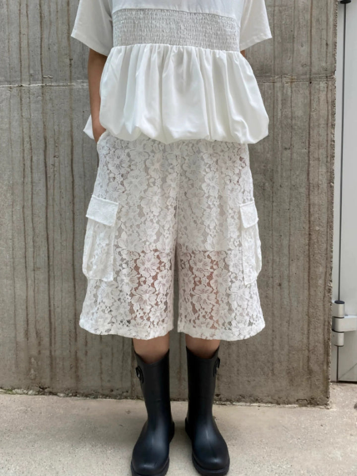 シアーレースカーゴバミューダパンツ