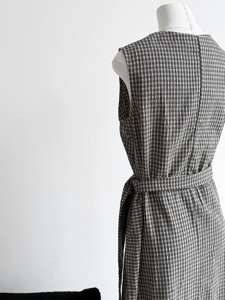 チェック柄カシュクールデザインワンピース